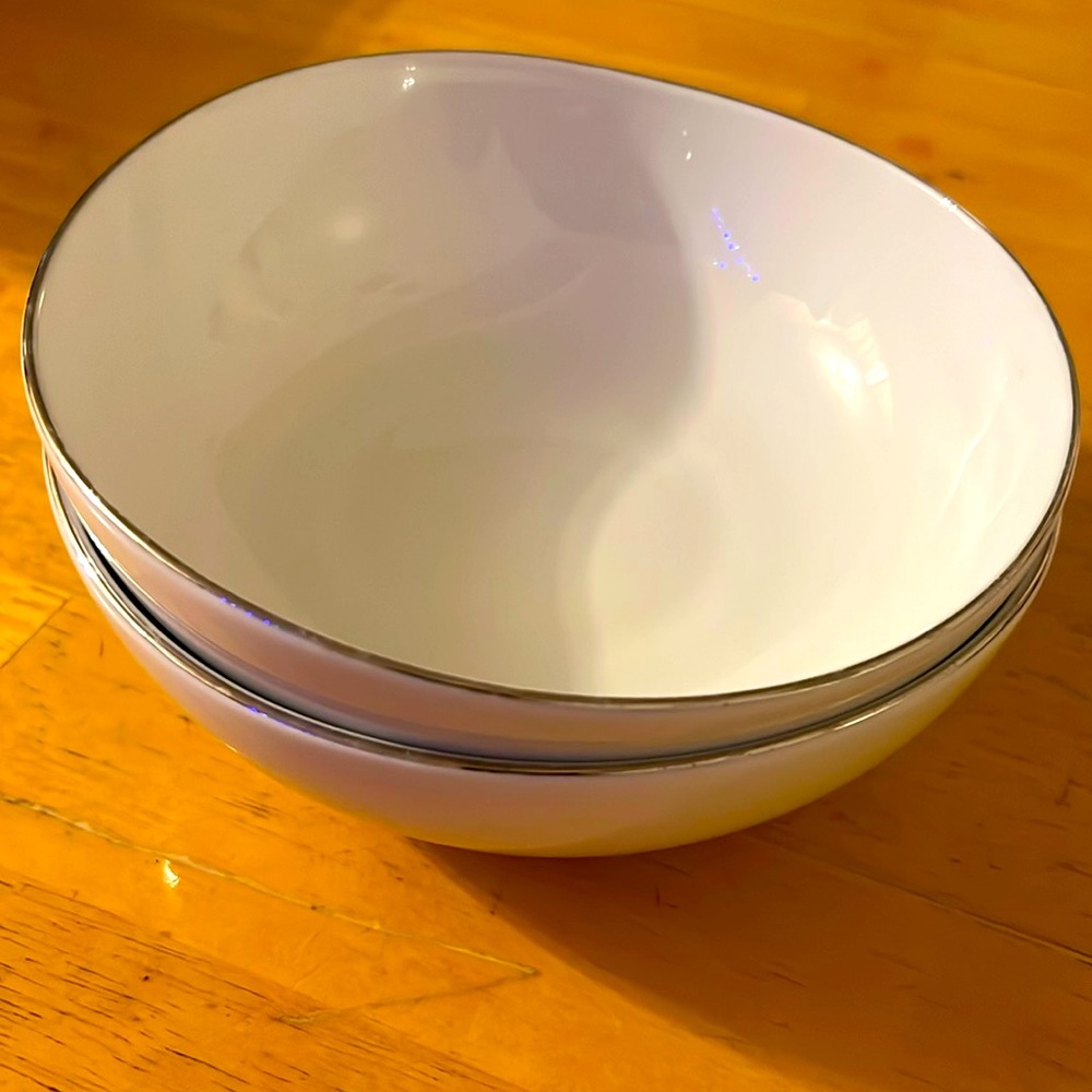 West Elm Organic Shaped Bowls- Silver Rimmed (DISCONTINUED)
